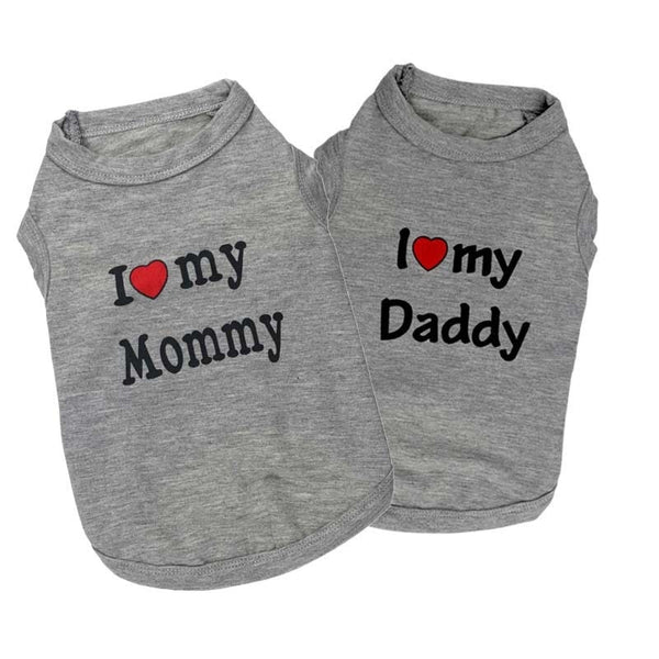Love my Mommy or Daddy Summer Dog T Shirt