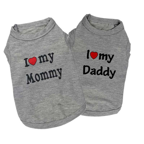 Love my Mommy or Daddy Summer Dog T Shirt