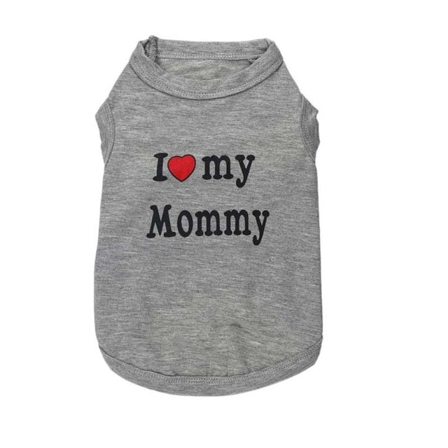 Love my Mommy or Daddy Summer Dog T Shirt