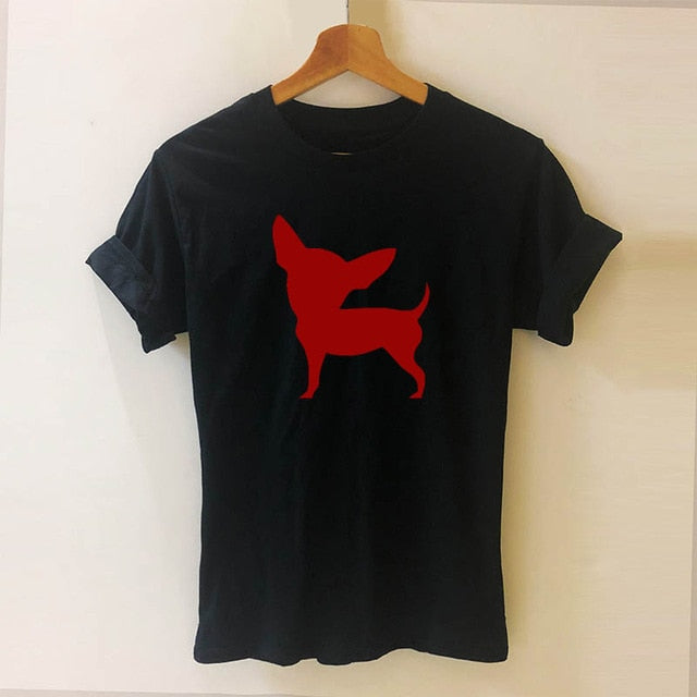 Maglietta Donna Con Stampa Chihuahua Love Silhouette - Taglio Slim, Cotone Morbido - Kiwistar