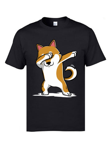 Cartoon Shiba Inu dog T Shirt Short Sleeve.