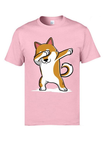 Cartoon Shiba Inu dog T Shirt Short Sleeve.