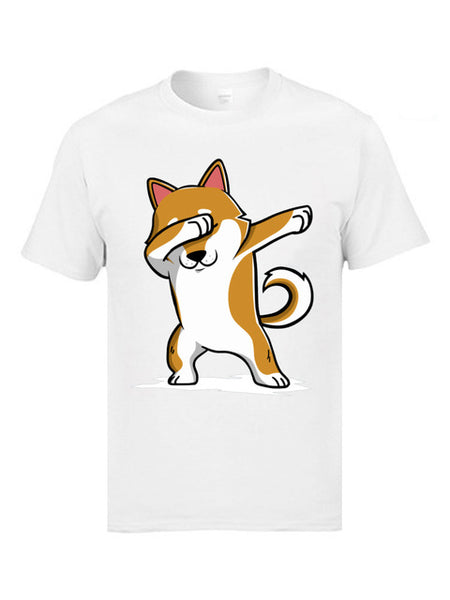 Cartoon Shiba Inu dog T Shirt Short Sleeve.