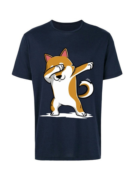 Cartoon Shiba Inu dog T Shirt Short Sleeve.